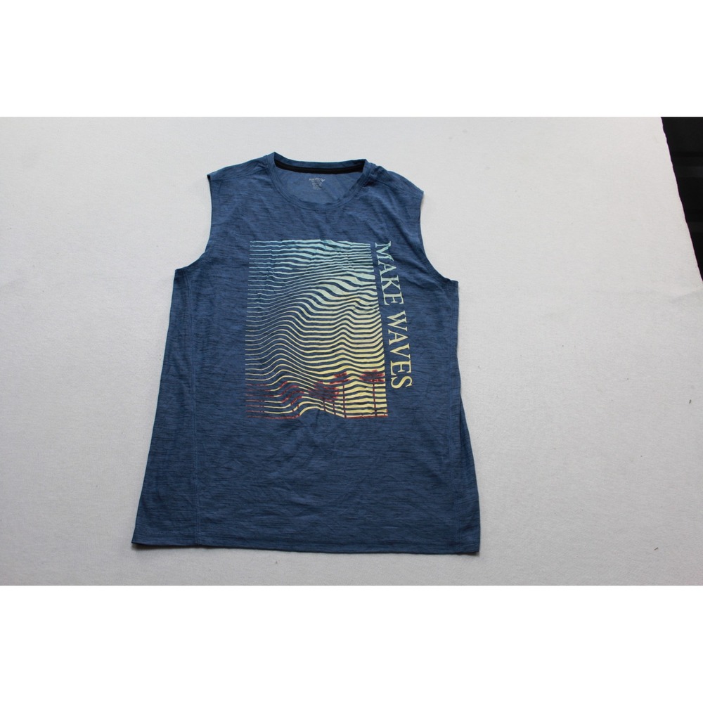 Old Navy Active Tank Top Men Extra Large Blue Excellent Make Waves Graphic